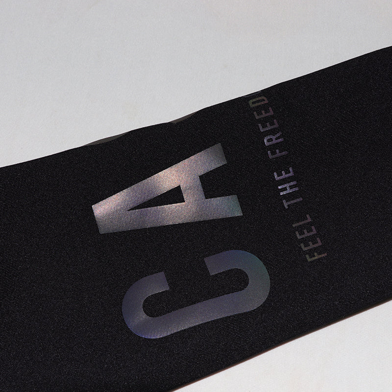 Black cuff of sleeve. Black long sleeve thermal jersey. CAS Feel the Freedom colourful reflective.