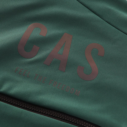 CAS Feel the Freedom grey to colour reflective logo. Men's green long sleeve thermal jersey. 