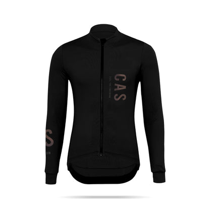 CAS Feel the Freedom men's black long sleeve thermal jersey.  Grey to colourful reflective. Full zip. 