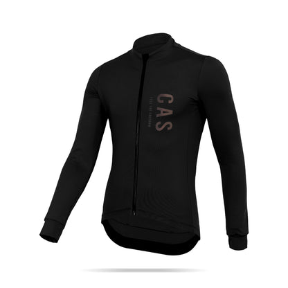 CAS Feel the Freedom men's black long sleeve thermal jersey. Grey to colourful reflective logo.